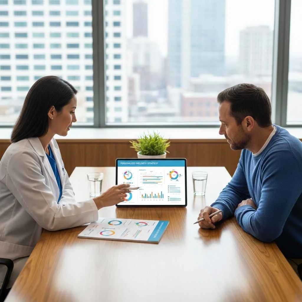  doctor reviewing a personalized health plan with a patient